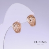 Pendientes Xuping, longitud 13 mm, grosor 9 mm, baño de oro de 18 quilates