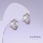 Pendientes Xuping con circonitas blancas, baño de rodio, 15 mm