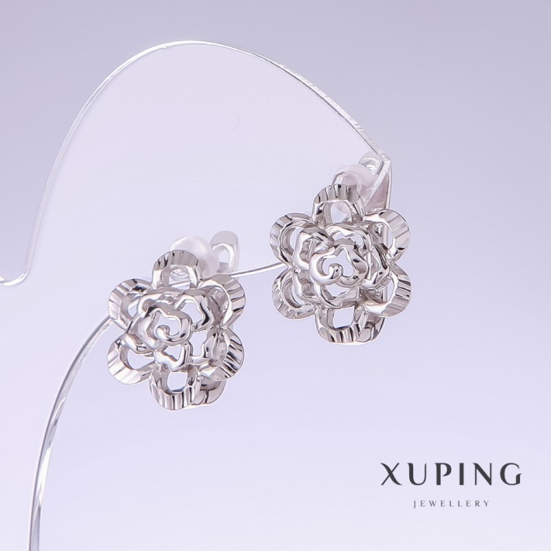 Pendientes Xuping, longitud 15 mm, grosor 14 mm, rodio