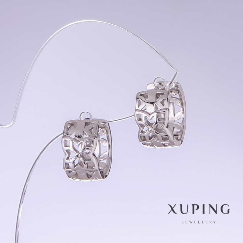 Pendientes Xuping, longitud 15 mm, grosor 8 mm, rodio