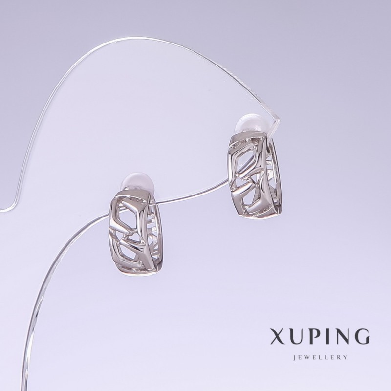 Pendientes Xuping, longitud 12 mm, espesor 5 mm, rodio