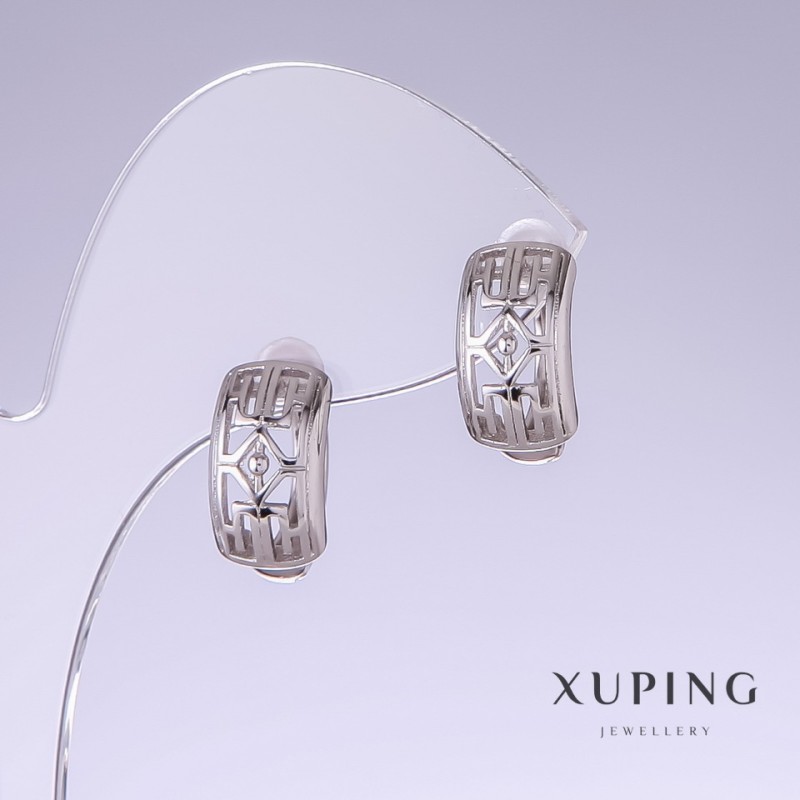 Pendientes Xuping, longitud 15 mm, grosor 8 mm, rodio