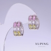 Pendientes Xuping con circón multicolor, longitud 11 mm, grosor 10 mm, recubiertos de rodio