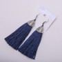 Pendientes de borlas «Almina» azul oscuro, 10 cm de longitud