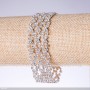 Pulsera de strass blanca, ancho 22 mm, longitud 19 cm, plata