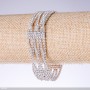 Pulsera de strass blanca, ancho 20 mm, longitud 19 cm, «plateado»