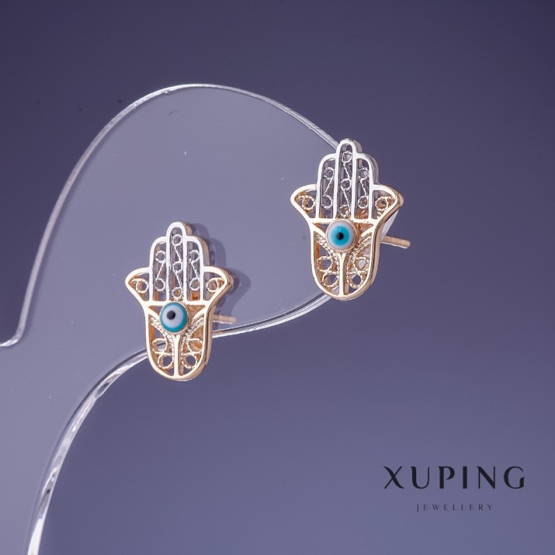 Pendientes Xuping «Palma» 14x11 mm, baño de oro 18K