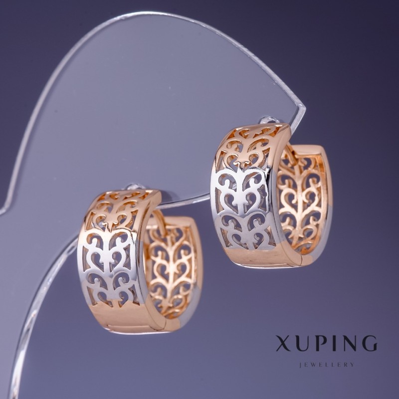 Pendientes Xuping 12×3 mm con baño de oro 18K