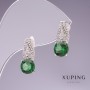 Pendientes Xuping con circón verde de 17×7 mm, recubiertos de rodio