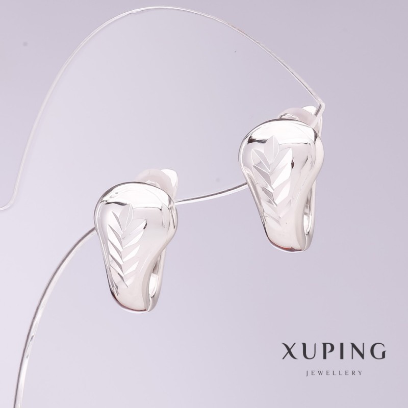 Pendientes Xuping, diámetro 9 mm, longitud 17 mm, rodio