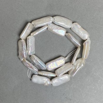 Cuentas barrocas de perlas en hilo con brillo 'gasolina', tono cálido, diámetro 10×21 mm, longitud 41 cm (±)
