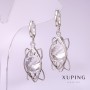 Pendientes Xuping con piedra blanca 40×12 mm, rodio