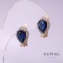 Pendientes Xuping con piedras azules 10×14 mm, baño de oro 18K