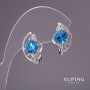 Pendientes Xuping con piedras azules 17x11 mm rodiados