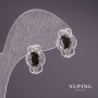 Pendientes Xuping con piedras negras rodiados