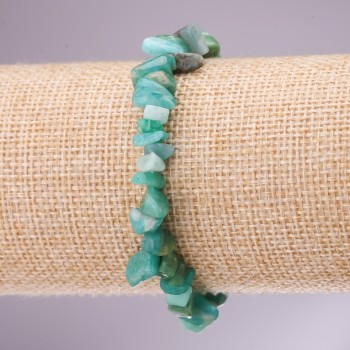 Pulsera de amazonita en chips, elástica, diámetro 5-8 mm, longitud 18 cm