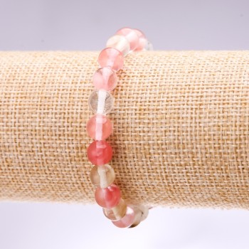 Pulsera de calcedonia, cuentas lisas de 8 mm de diámetro, longitud 18 cm