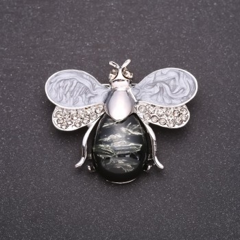 Broche Abeja 'Ámbar' gris 46×38 mm, metal gris
