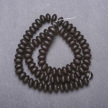 Cuentas de shungita en hilo (artificial) en forma de rondel, lisas, diámetro 8×5 mm, longitud 38 cm ±