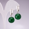 Pendientes de crisoprasa, bola lisa, diámetro 12 mm, longitud 30 mm, cierre inglés