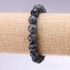 Pulsera de piedra natural, obsidiana nieve, «Lágrimas de Apache», bolas lisas, diámetro 10 mm, longitud 18 cm