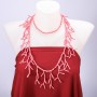 Collar largo de cuentas rosadas «Ramitas», longitud 105 cm