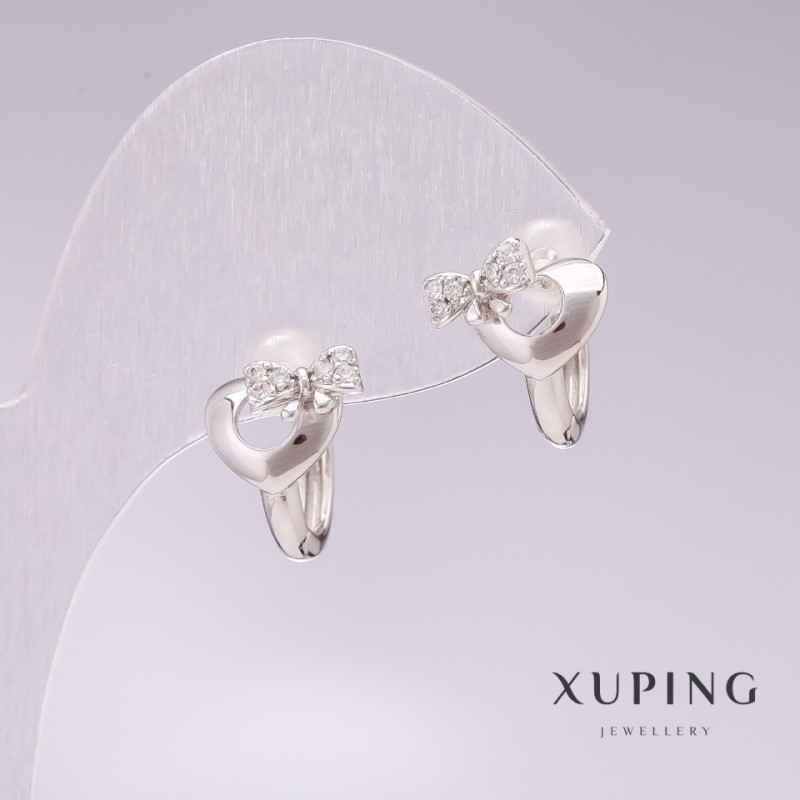 Pendientes Xuping con rodio y circonitas blancas 11×17 mm