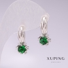 Pendientes Xuping rodio con piedras verdes 21×10 mm