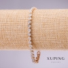 Pulsera Xuping con piedras blancas «Infinito», grosor 4 mm, longitud 17–19 cm, baño de oro con eslabón extensible