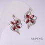 Pendientes Xuping con piedras rojas de 10×24 mm, rodio