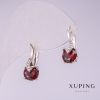 Pendientes Xuping rodiados con piedras rojas de 17×7 mm