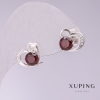 Pendientes Xuping Corazones con piedras rojas 10×12 mm rodio