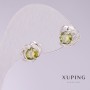 Pendientes Xuping Corazones con piedras verdes 9×11 mm rodio