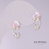 Pendientes Xuping Mariposas con piedras de colores 15x9 mm rodio