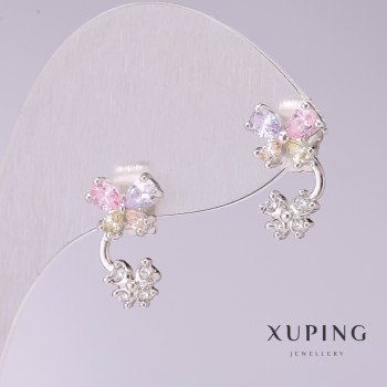 Pendientes Xuping Mariposas con piedras de colores 15x9 mm rodio