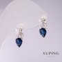 Pendientes Xuping con piedras azules 15x5 mm rodiados