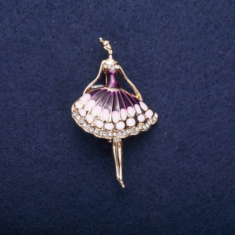 Broche de bailarina con esmalte violeta