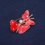 Broche Mariposas esmalte rojo 32×26 mm, metal amarillo