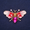 ¡Liquidación! Broche Mariposa-abeja con cristales, esmalte y piedra, color rojo, blanco, amarillo, negro y frambuesa, 53x30mm, dorado