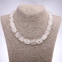 Collar de cristal de roca rectangular, 13×18×6 mm, longitud 45 cm+