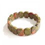 Pulsera elástica de jaspe heliotrópico, piedras ovaladas 13×18 mm