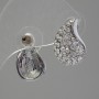 Pendientes de botón con strass, color blanco, 12×18 mm, metal plateado