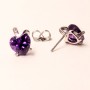 Pendientes Xuping tipo botón, corazón con piedra violeta, diámetro 11×9 mm, rodio