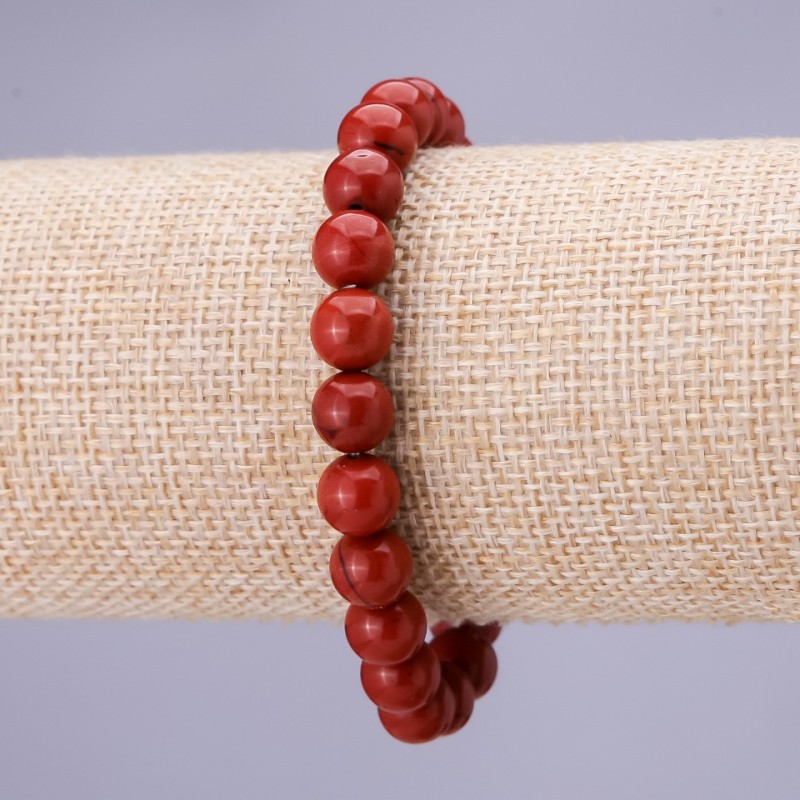 Pulsera de jaspe rojo de 8 mm en elástico