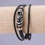 Pulsera Calavera, longitud 21 cm, grosor 15 mm cuero ecológico negro