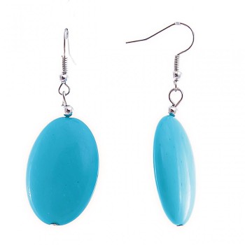 Pendientes colgantes con cabujones ovalados lisos en tono turquesa, 20 × 30 mm