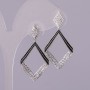 Pendientes de presión «Rombo» con strass, metal plateado 20×39 mm