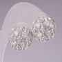 Pendientes tipo botón, círculo con strass blancos, metal con acabado plateado, 2 cm