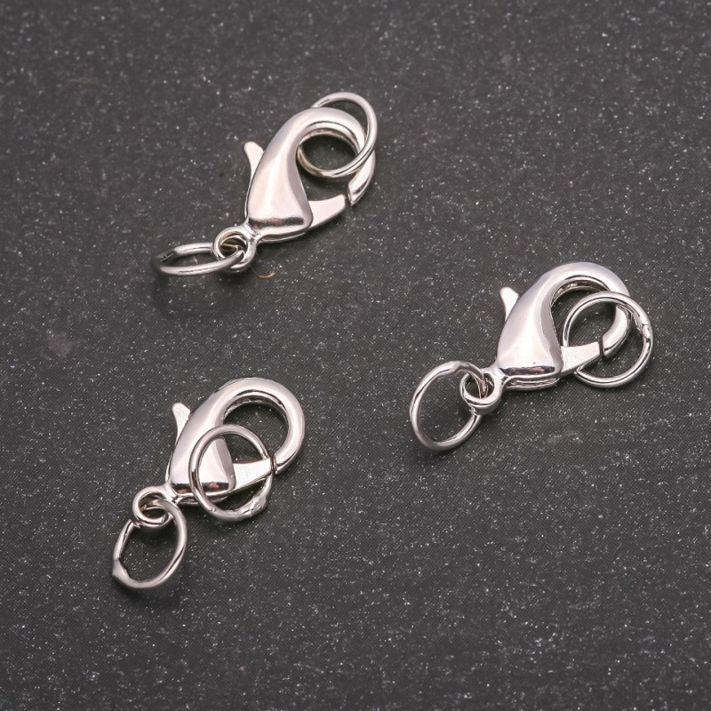 Cierre mosquetón 8×15 mm, metal plateado