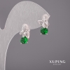 Pendientes Xuping Mariposas con piedras verdes 9x15 mm, baño de rodio